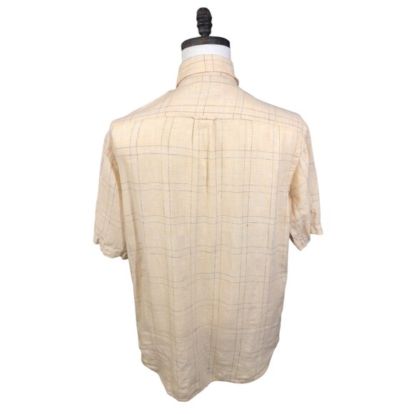 T. Harris London Button Down Shirt Mens Yellow Large 100% Linen - Picture 2 of 6